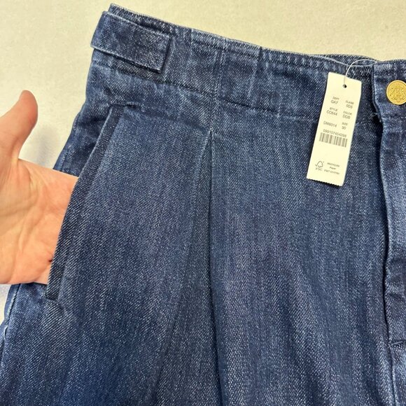 J Crew Tapered Pleat High Waist Jeans NWT Size 30 1984 Rigid Denim Gold Buttons - Picture 7 of 14